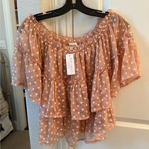 Sincerely Jules Blush Floral Ruffle Blouse